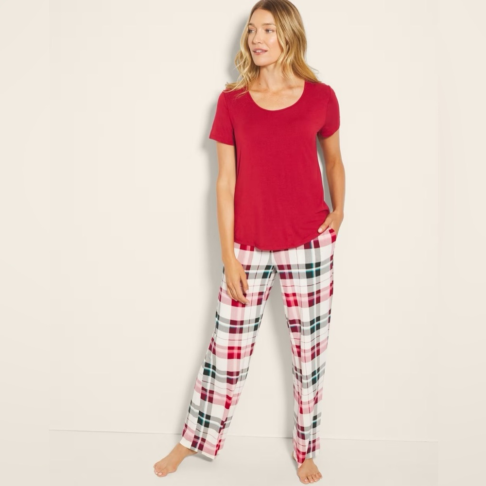 New In Package Soma Cool Nights Red Plaid Sleepwear Set